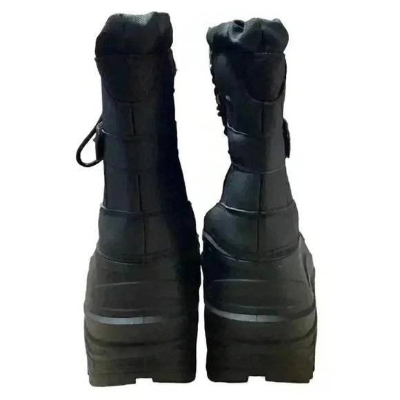 Khombu Men 13 Waterproof Insulated Lace Up Drawstring Snow Boots Black Vegan NEW - Picture 5 of 8